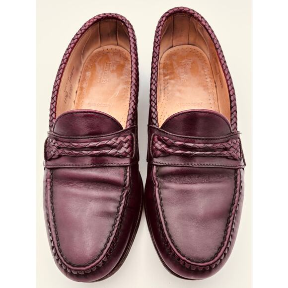 Allen Edmonds Newcomb Leather Burgundy Woven Braided Trim Loafers Size 11.5 D main image 9